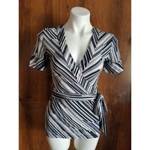BCBGMaxazria Faux Wrap Belted Blouse
